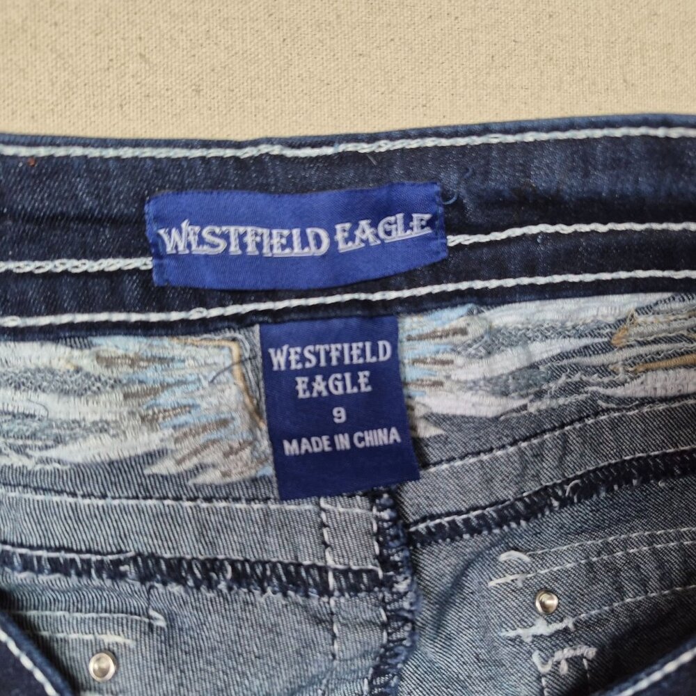 Westfield Eagle Womens Blue Jeans Embellished Straight Boho Dark Wash Sz 9 29/32 - Picture 5 of 8